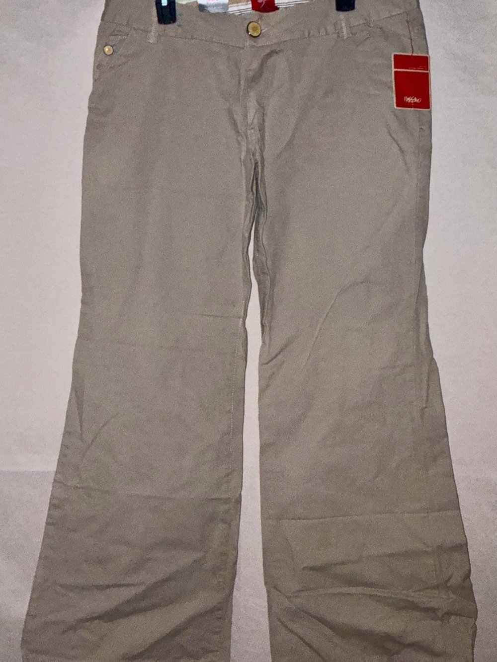 Y2K Mossimo Women’s Size 15 Khaki Flare Pants NWT 2004 Low Rise Wide Leg